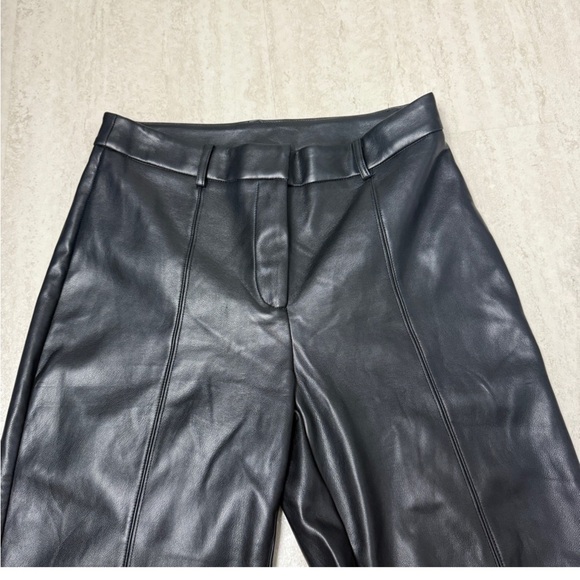 7 For All Mankind Black Faux Leather Wide Leg Pants - Picture 2 of 7